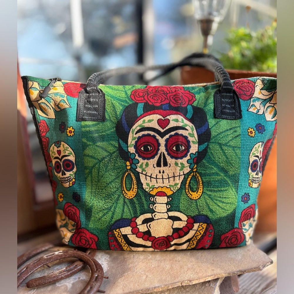 Cotton Stencil Frida Tote Bag NWT